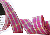 25mm Fuchsia Pink Regal Tartan Check Ribbon by Berisfords