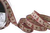 R8760 15mm Oatmeal-Red Scandichic Christmas Hopsack Ribbon,Berisfords