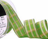 25mm Green-Yellow-Metallic Gold Tartan Ribbon by Berisfords