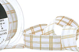 25mm Natural & Metallic Gold Regal Tartan Check Ribbon - Berisfords