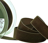 22mm Wide Brown Colour 9525 Berisfords Luxury Velvet Ribbon.