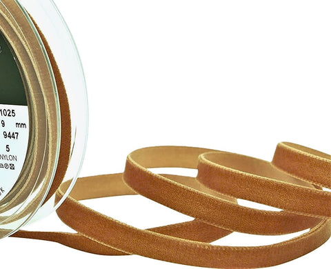 9mm Copper top quality Velvet Ribbon by Berisfords Ribbon UK