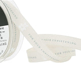 15mm Pumice FOR YOUR CHRISTENING Print Rustic Taffeta Ribbon