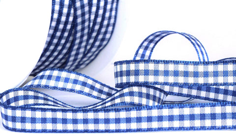 R9339 10mm Royal Blue Polyester Gingham Ribbon by Berisfords