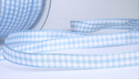 R9340 10mm Sky Blue Polyester Gingham Ribbon by Berisfords
