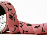 R9375 40mm Dusky Pink Grosgrain Ribbon, Black Bramble, Berisfords