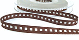 7mm Dark Brown Taffeta & Natural Satin Box Stitch Ribbon | Berisfords