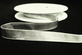 R9432 10 metres of 10mm Wide Berisfords Silver Metallic Lurex Ribbon 