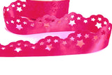 32mm Fluorescent Pink Satin Scatter Star Ribbon by Berisfords