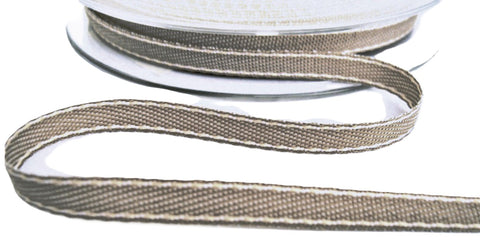 7mm Oatmeal-White Stitch Edge Denim Type Ribbon by Berisfords