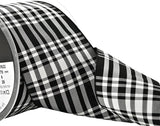 70mm Menzies Black & White Tartan Polyester Ribbon | Berisfords