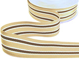 27mm Sand, Brown & White Striped Grosgrain Ribbon | Berisfords