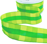 40mm Green & Yellow Wire Edge Gingham Ribbon | Berisfords