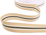 17mm Sand, Brown & White Striped Grosgrain Ribbon | Berisfords