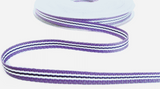 R9678 7mm Helio-Purple-White Striped Grosgrain Ribbon by Berisfords