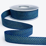 25mm Blue-Iridescent Metallic Herringbone Ribbon by Berisfords