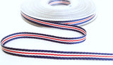 R9731 7mm Blue-Red-White Striped Grosgrain Ribbon by Berisfords