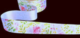25mm White-Mixed Colour Flowery Print Satin Ribbon by Berisfords