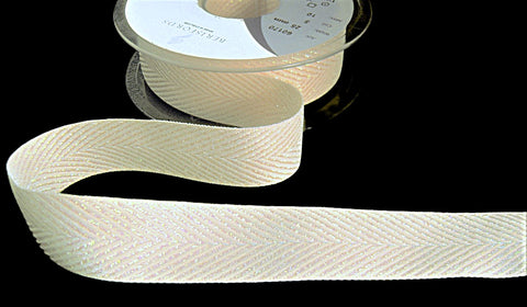25mm Cream-Iridescent Metallic Herringbone Ribbon by Berisfords