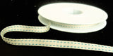 R9757 7mm Natural Woven Ribbon with Blue Stitch Edges by Berisfords