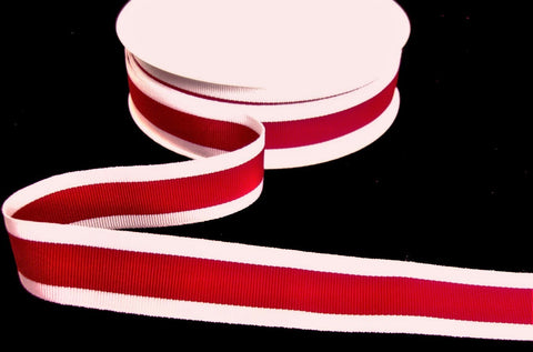R9760 20mm Red-White Stripe Grosgrain Ribbon by Berisfords