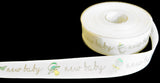 R9762 25mm White Rustic Taffeta Baby Theme Print Ribbon, Berisfords