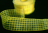 R9773 40mm Yellows and White Sheer Check Ribbon by Berisfords
