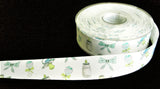 R9774 25mm White Rustic Taffeta Baby Theme Print Ribbon, Berisfords