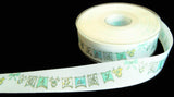 R9783 25mm White Rustic Taffeta Baby Theme Printed Ribbon, Berisfords