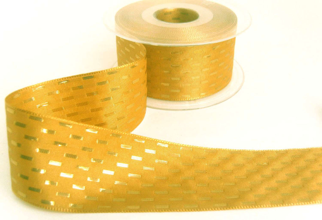 R9810 40mm Old Gold-Metallic Gold Shimmer Stitch Ribbon by Berisfords ...