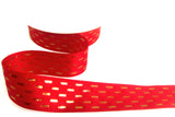 R9814 25mm Red-Metallic Gold Shimmer Stitch Ribbon by Berisfords