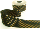 R9815 40mm Black-Metallic Gold Shimmer Stitch Ribbon by Berisfords
