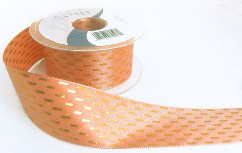 R9816 40mm Pink-Metallic Gold Shimmer Stitch Ribbon by Berisfords