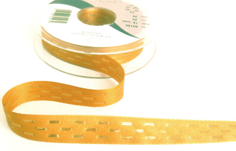 R9819 15mm Old Gold-Metallic Gold Shimmer Stitch Ribbon by Berisfords