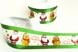 R9822 50mm Merry Christmas-Santa-Bear Printed Satin Ribbon, Berisfords