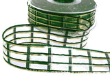 25mm Forest Green-Gold Metallic Sheer Check Ribbon by Berisfords