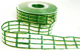 R9831 25mm Forest Green-Gold Metallic Sheer Check Ribbon by Berisfords