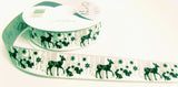 R9835 25mm Grey Rustic Taffeta Winter Animals Print Ribbon, Berisfords