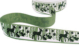 25mm Green Rustic Taffeta Winter Animals Print Ribbon | Berisfords