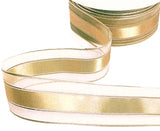 30mm Honey Gold Satin, Metallic & Sheer Stripe Ribbon | Berisfords