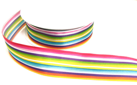 R9847 27mm Multi-Colour Striped Single Face Taffeta Ribbon, Berisfords