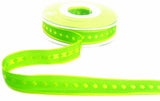 R9852 15mm Green-Yellow Woven Satin Edge-Spot Ribbon by Berisfords