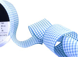R9869 40mm Peacock Blue-White Polyester Gingham Ribbon by Berisfords
