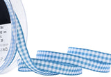 R9870 10mm Peacock Blue-White Polyester Gingham Ribbon by Berisfords