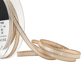 R9924 7mm Cream Satin Ribbon-Metallic Gold Edge by Berisfords