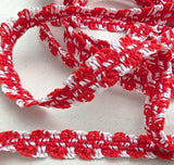 red and white silky braid