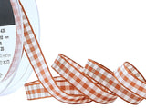 10mm Copper & Ivory Natural Gingham Ribbon | Berisfords