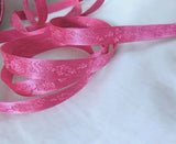10mm Shocking Pink Woven Jacquard Rose Satin Ribbon
