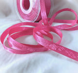 10mm Shocking Pink Woven Jacquard Rose Satin Ribbon