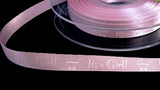 Berisfords Double Satin with&nbsp; "It's a Girl" and a pram Print.